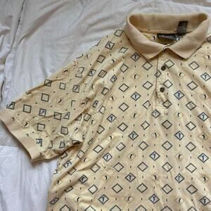 Farah Vintage y2k yellow diamond distressed golf polo sz L cotton grandpa sporty